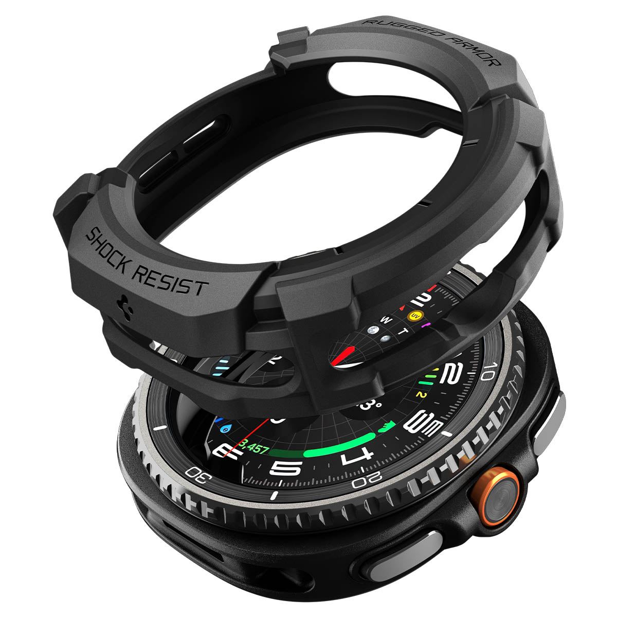 Spigen Rugged Armor, matte black - Samsung Galaxy Watch 8 Classic (46mm) (5)