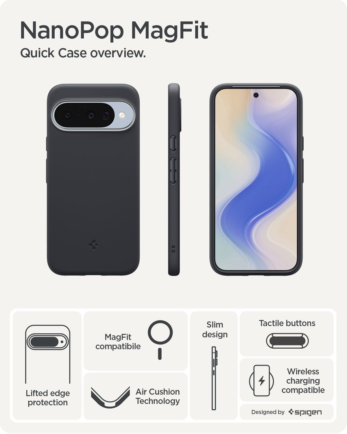 Spigen Nano Pop MagSafe, black sesame - Google Pixel 10 Pro/Pixel 10 (11)