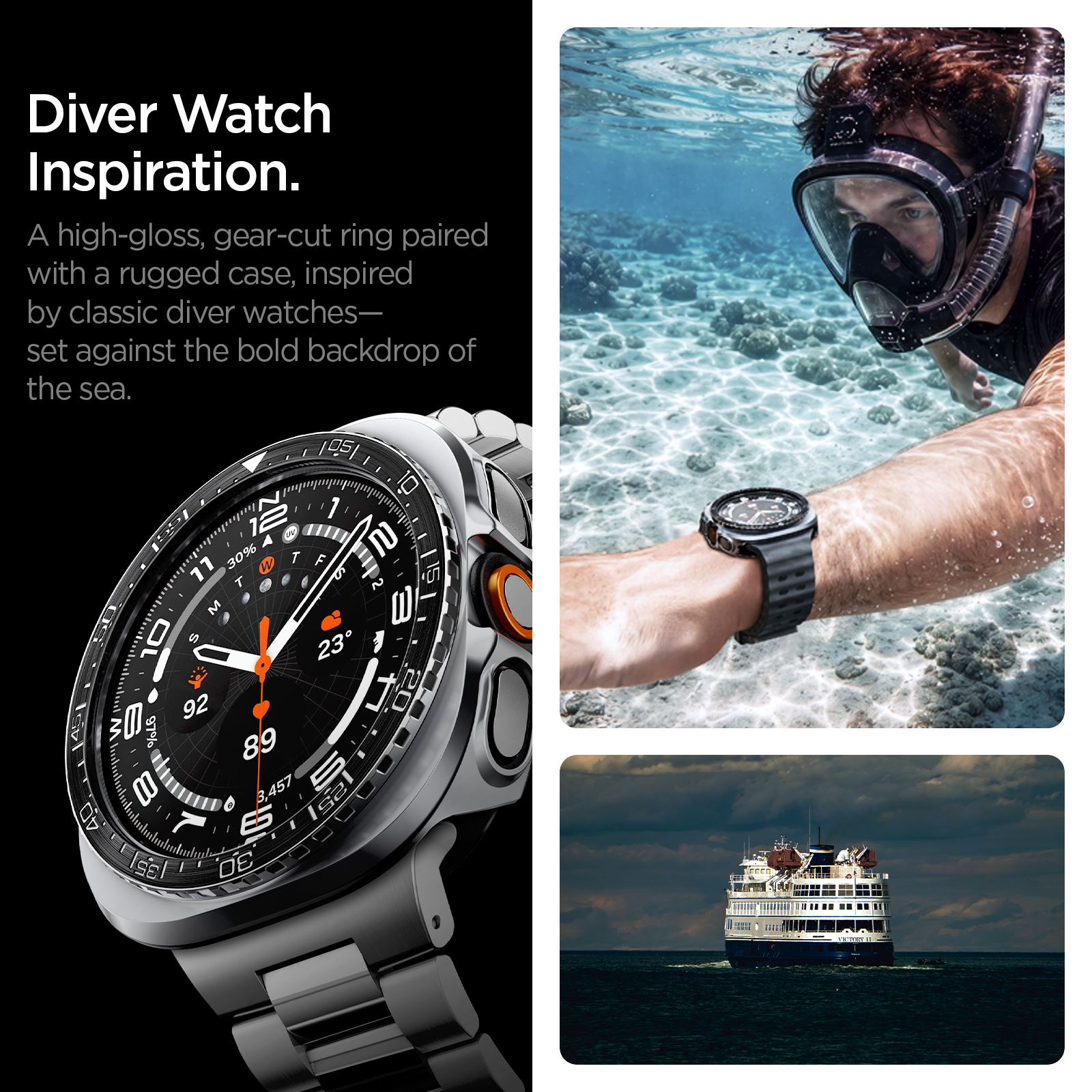 Spigen Bezel Tune Pro (Diver), black - Samsung Galaxy Watch Ultra 2 47mm (14)