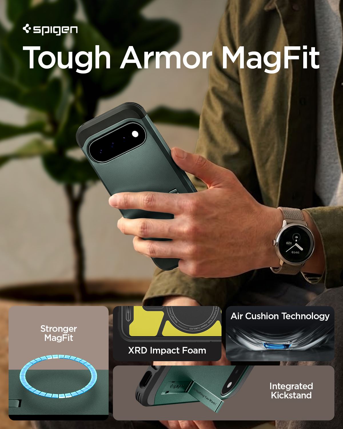 Spigen Tough Armor MagSafe, abyss green - Google Pixel 11 (12)