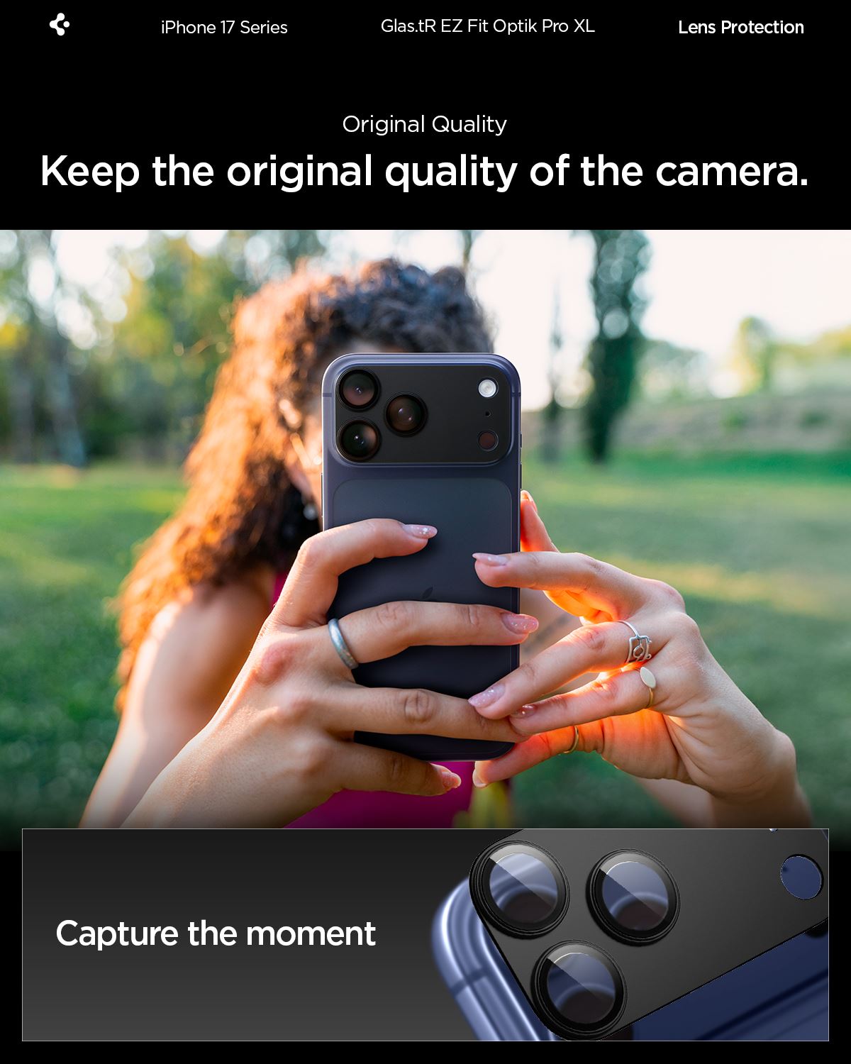 Spigen Glass tR EZ Fit Optik Pro XL 1 Pack, black - iPhone 17 Pro Max (12)