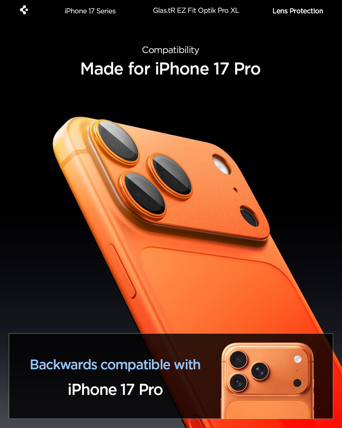 Spigen Glass tR EZ Fit Optik Pro XL 1 Pack, orange - iPhone 17 Pro (11)