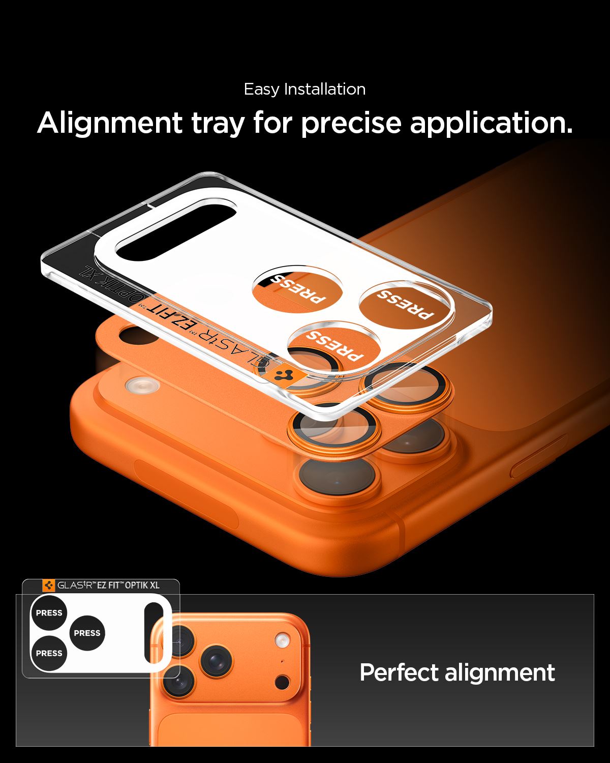 Spigen Glass tR EZ Fit Optik Pro XL 1 Pack, orange - iPhone 17 Pro (13)