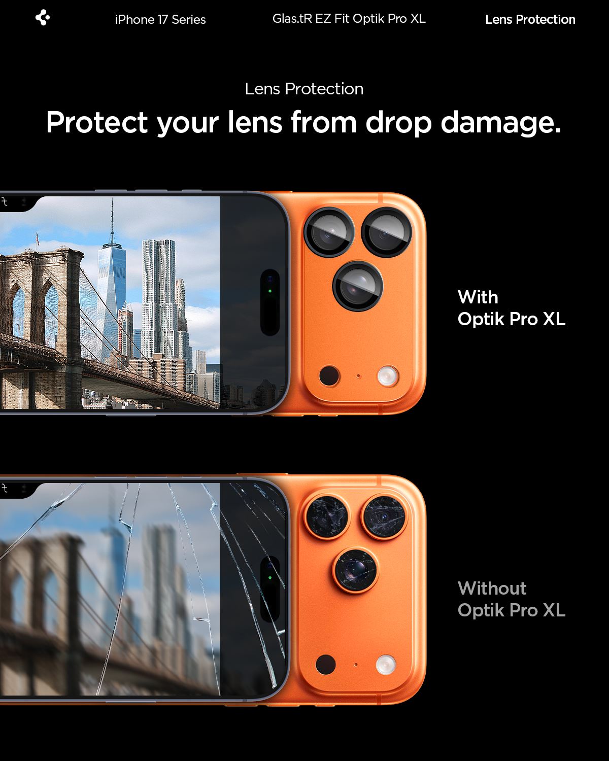 Spigen Glass tR EZ Fit Optik Pro XL 1 Pack, orange - iPhone 17 Pro (14)