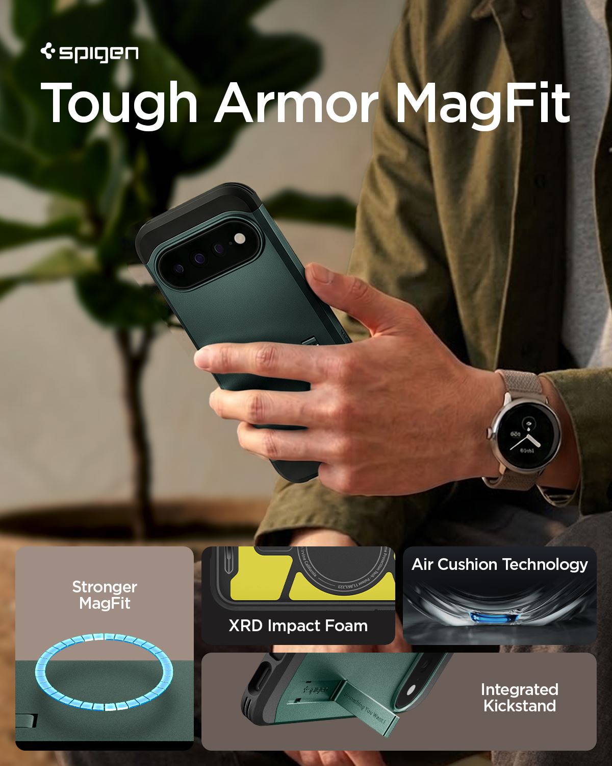 Spigen Tough Armor MagSafe, abyss green - Google Pixel 11 Pro XL (14)
