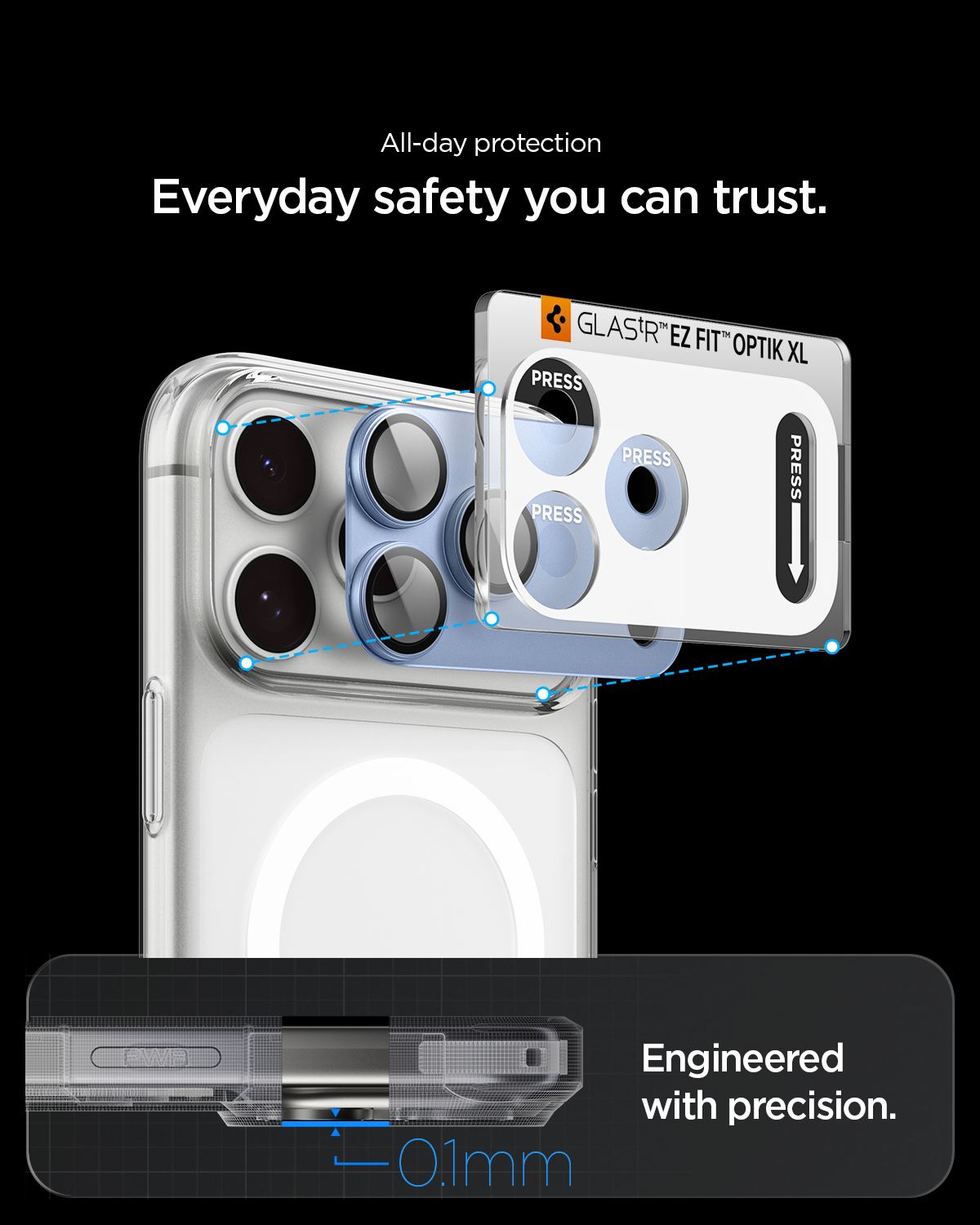 Spigen Glass tR EZ Fit Optik Pro XL 1 Pack, light blue - iPhone 18 Pro (12)