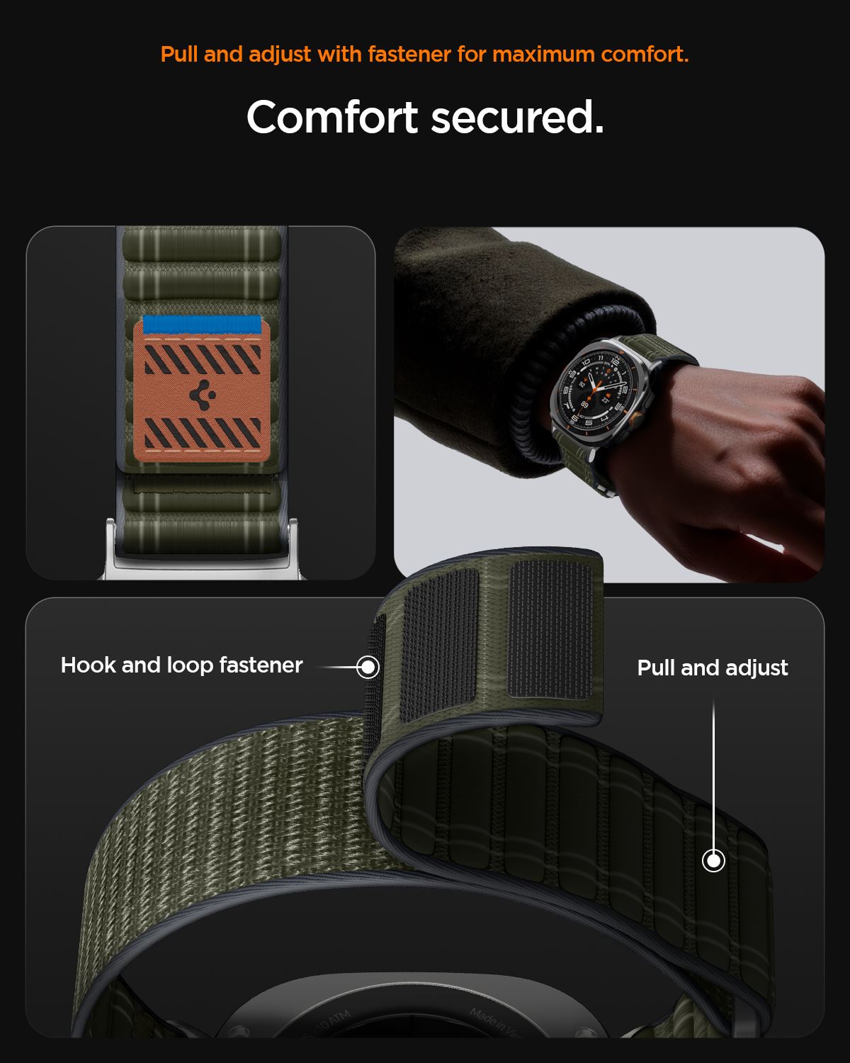 Spigen Fabric Band (hook-and-loop), green - Samsung Galaxy Watch Ultra 47mm (18)