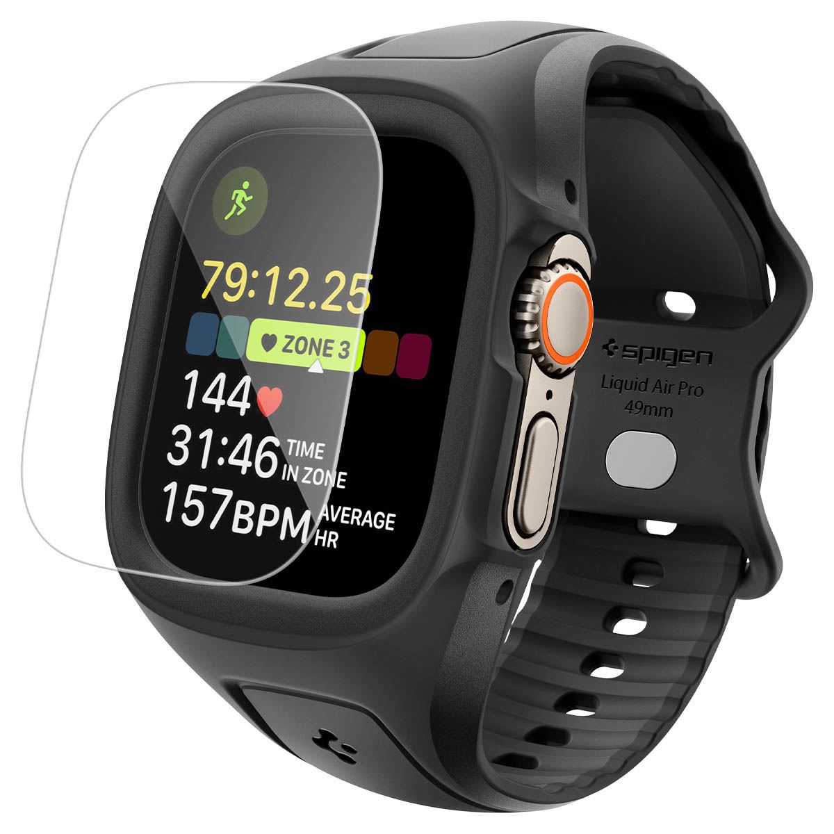 Spigen Liquid Air Pro (w Glass), matte black - Apple Watch Ultra 2026/3/2/1 49mm (1)