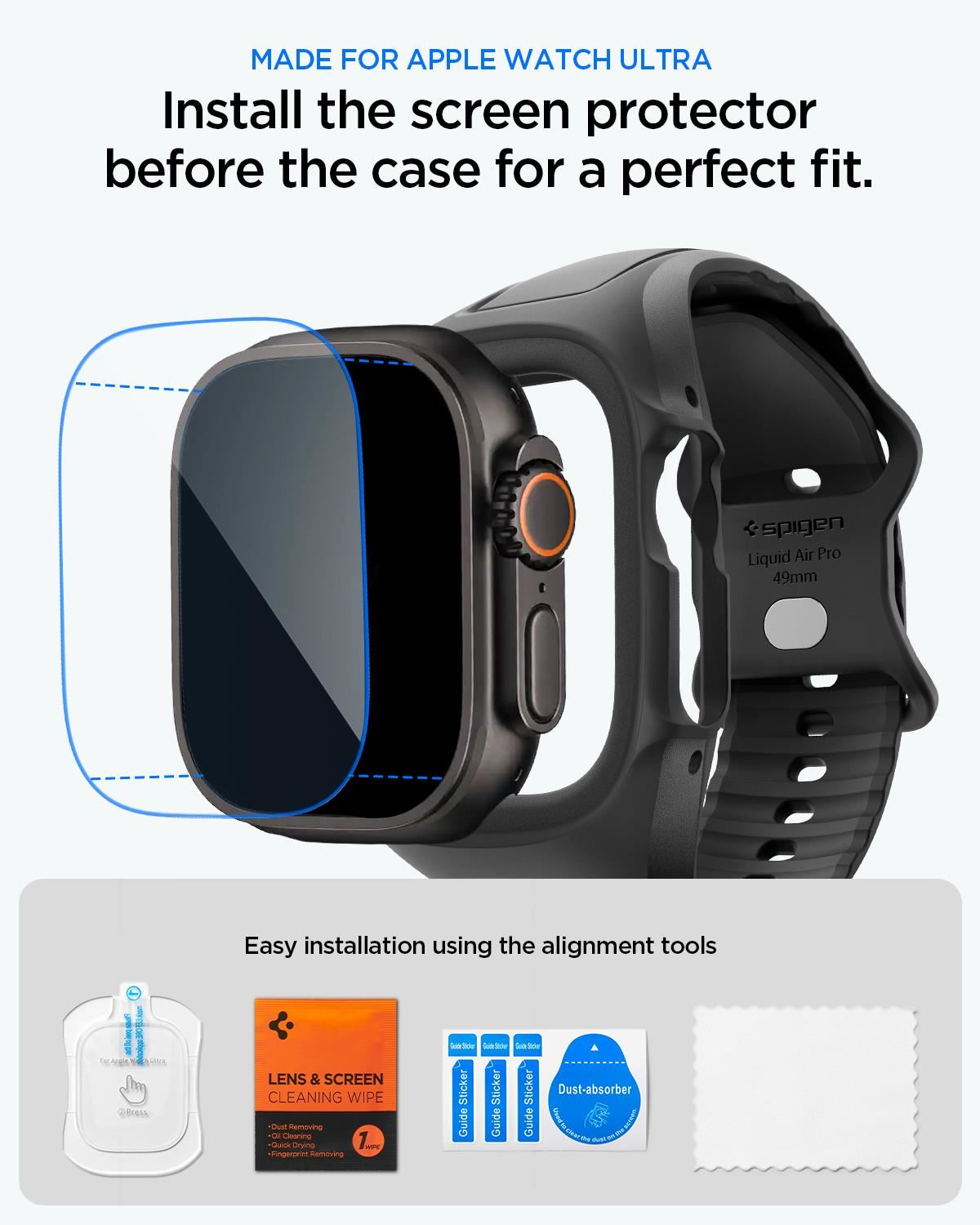 Spigen Liquid Air Pro (w Glass), matte black - Apple Watch Ultra 2026/3/2/1 49mm (19)