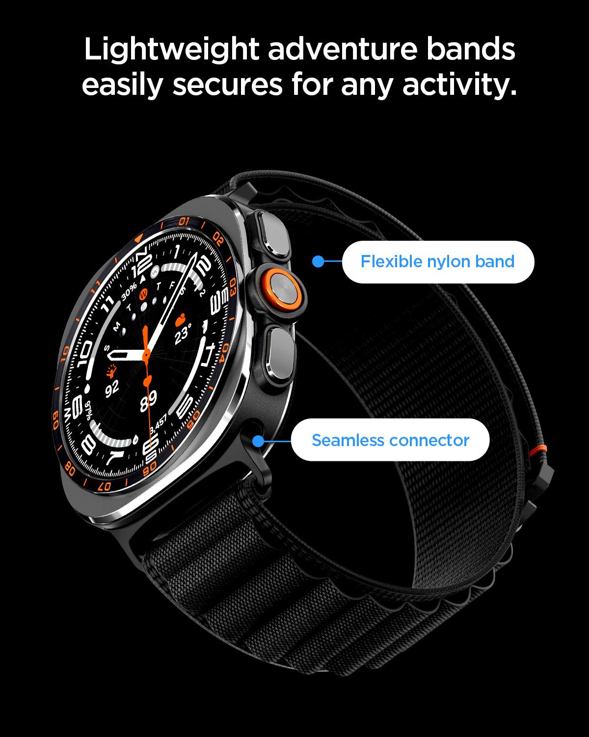 Spigen Fabric Band, black - Samsung Galaxy Watch 9/8 46mm/44mm/40mm (13)