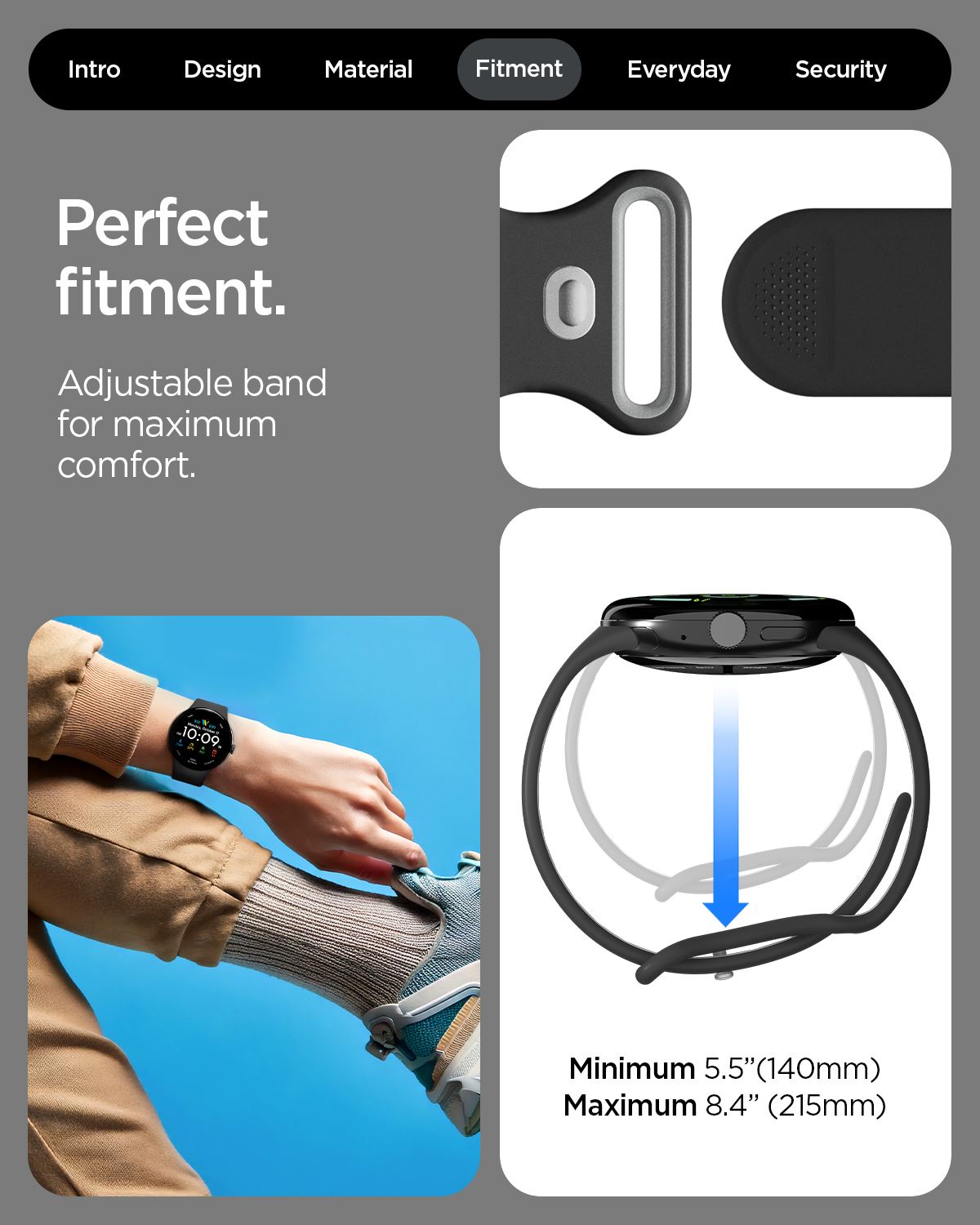 Spigen Nano Pop Band, black sesame - Google Pixel Watch 4/3/2/1 41mm (14)