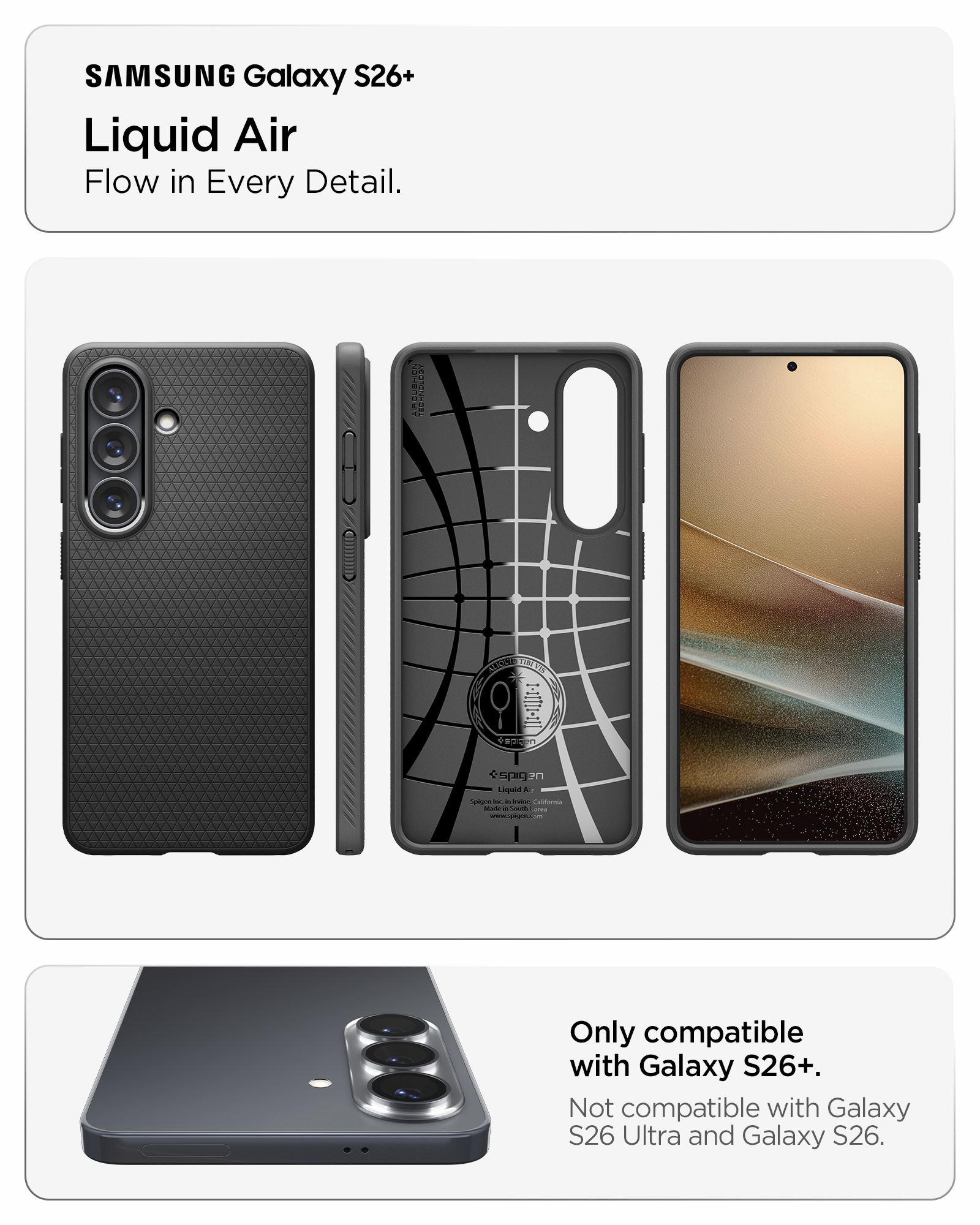 Spigen Liquid Air, matte black - Samsung Galaxy S26+ (16)