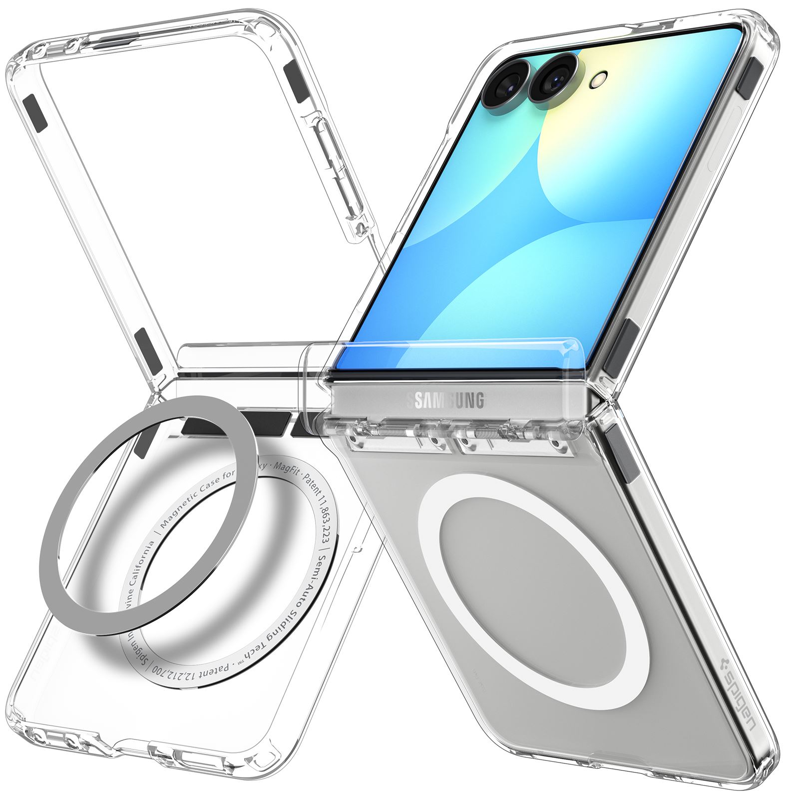 Spigen Ultra Hybrid Pro MagSafe, clear white - Samsung Galaxy Z Flip8 (2)