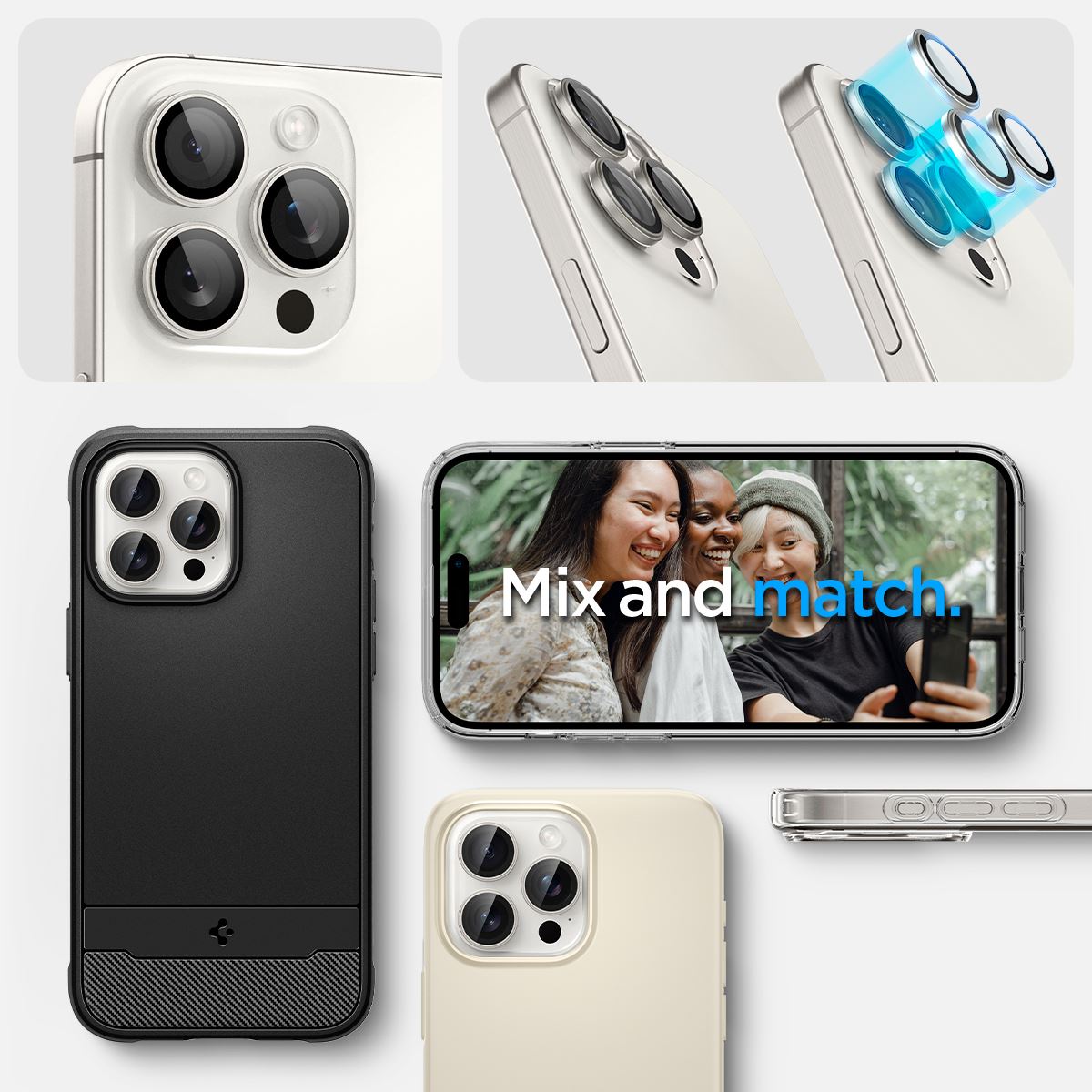Spigen Glass tR EZ Fit Optik Pro 2 Pack, white tita - iPhone 17/16/15 Pro / 17/16/15 Pro Max (9)
