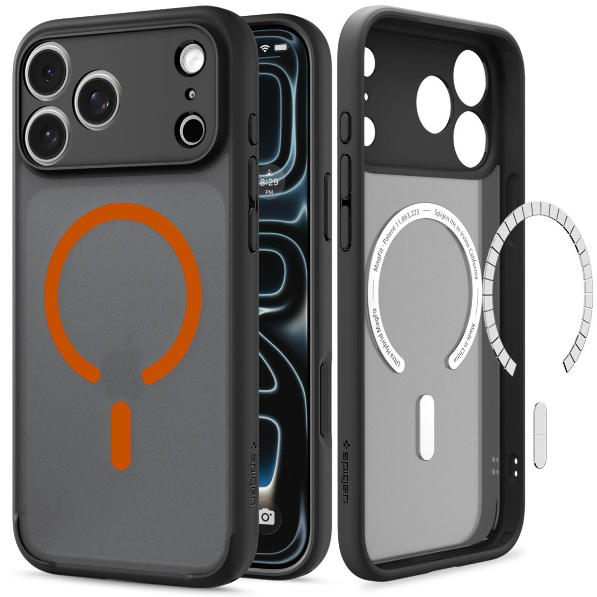 Spigen Ultra Hybrid MagSafe, frost black orange - iPhone 18 Pro Max/17 Pro Max