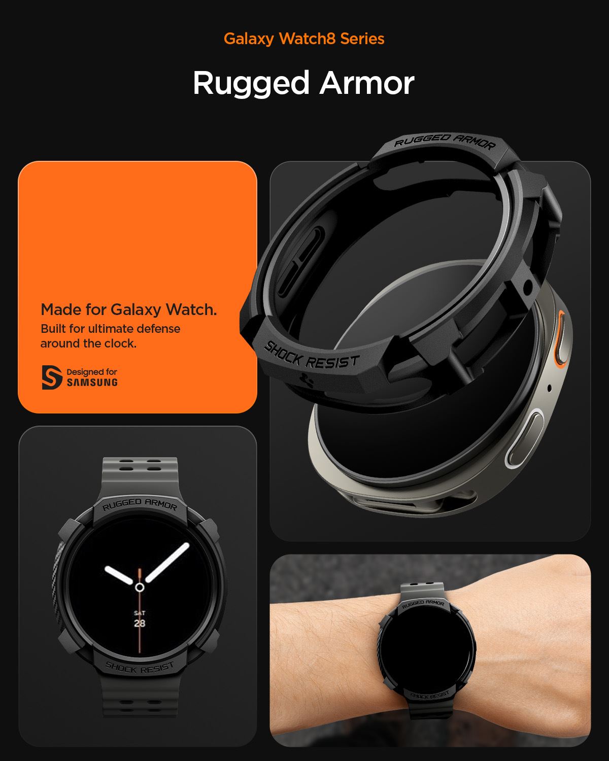 Spigen Rugged Armor, matte black - Samsung Galaxy Watch 8 (40mm) (13)