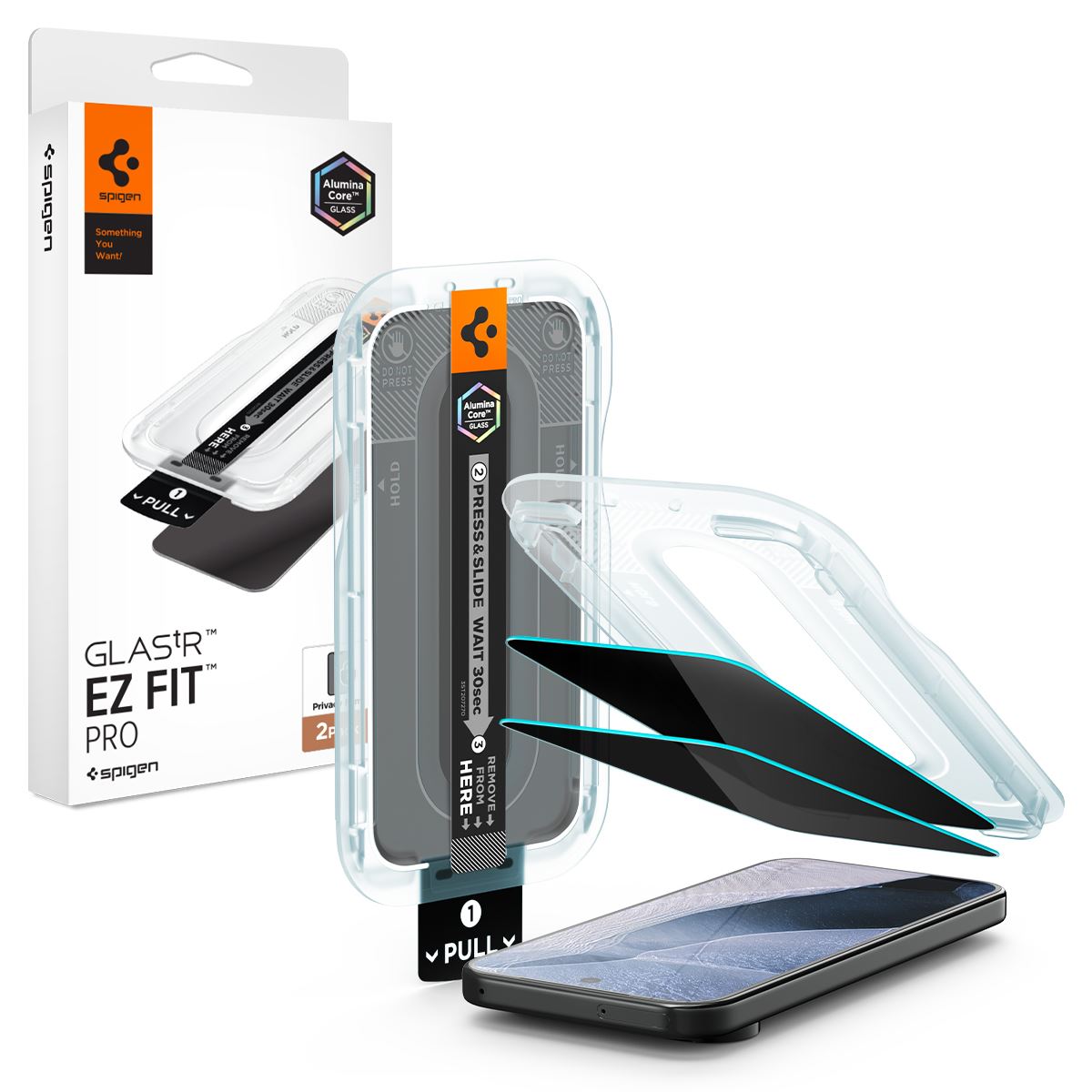 Spigen Glass tR EZ Fit Pro (Privacy) 2 Pack - Google Pixel 11 Pro XL/10 Pro XL/9 Pro XL