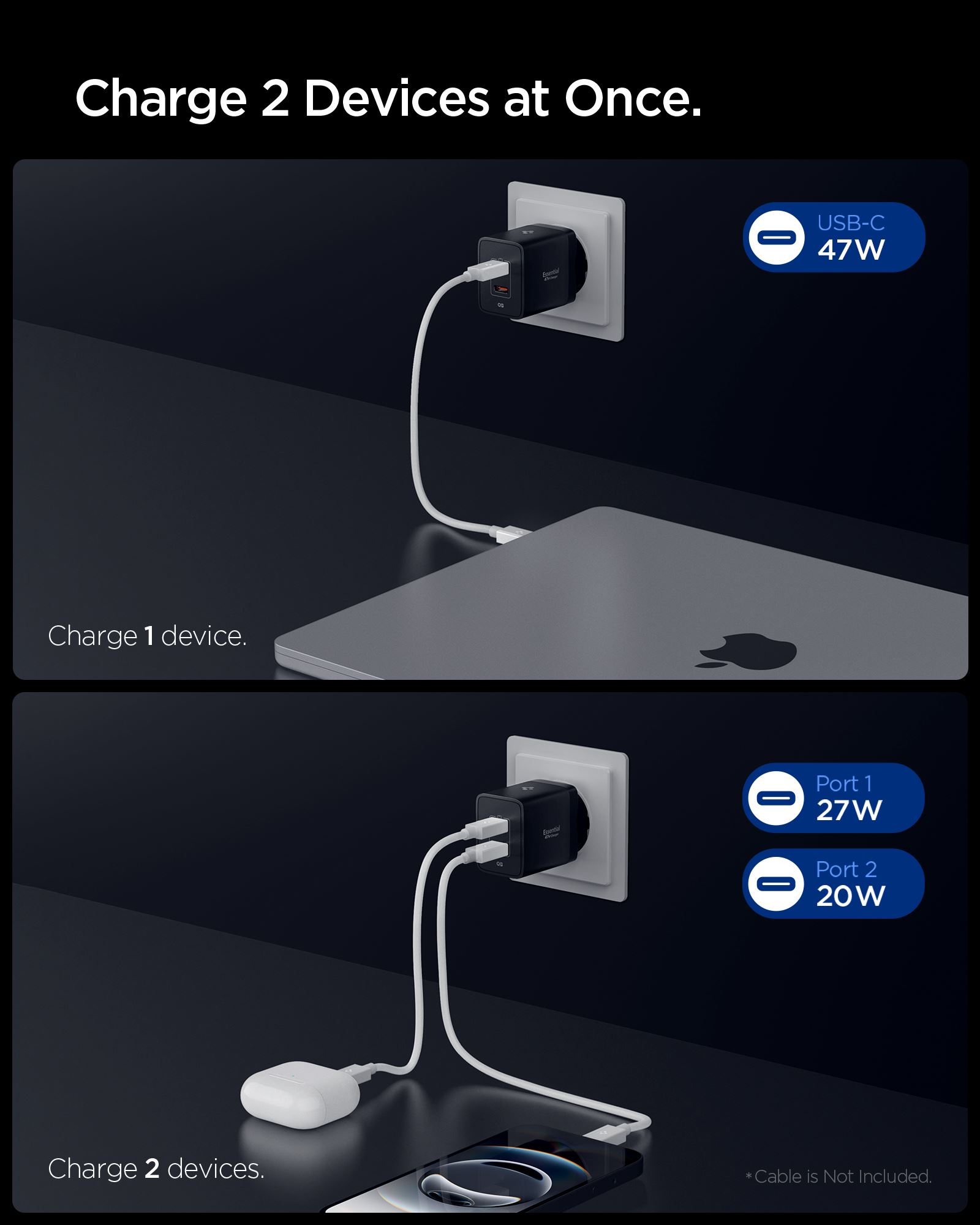 Spigen Essential 47W Wall Charger EE472EU, black (5)