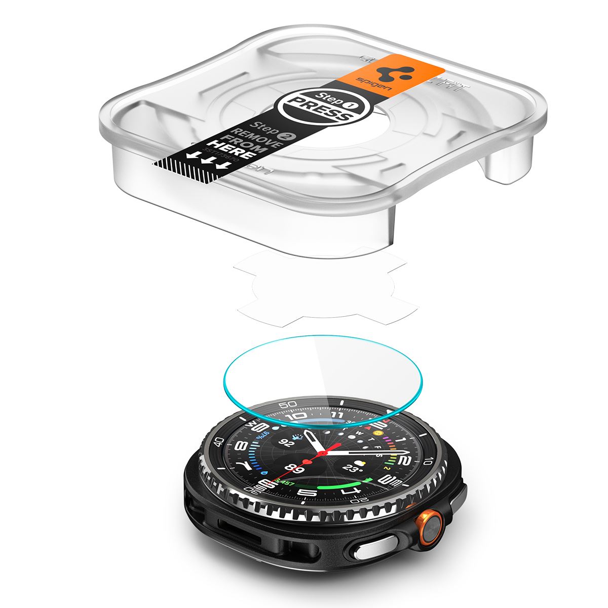 Spigen Glass tR EZ Fit 2 Pack - Samsung Galaxy Watch 8 Classic (46mm)