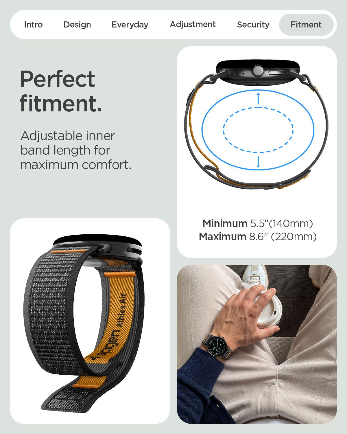 Spigen Athlex Air, active black orange - Google Pixel Watch 5/4/3 41mm/2/1 (15)