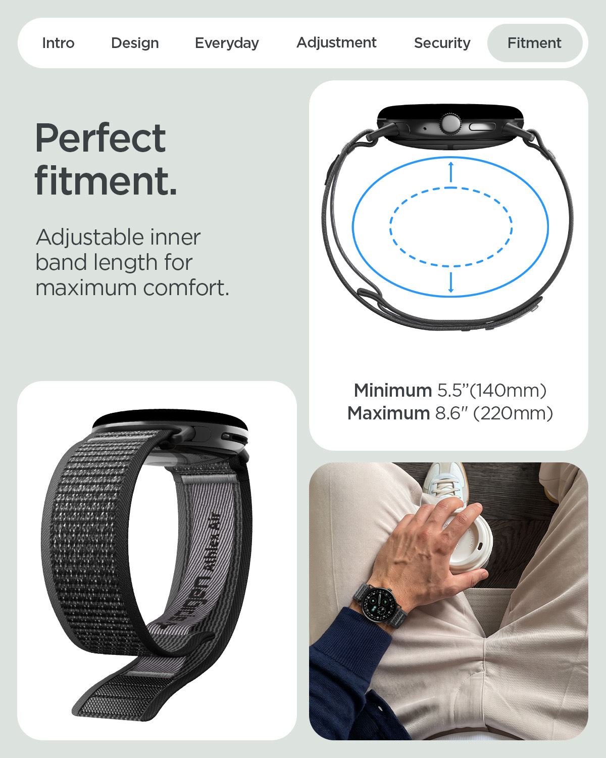 Spigen Athlex Air, active black gray - Google Pixel Watch 5/4/3 41mm/2/1 (15)
