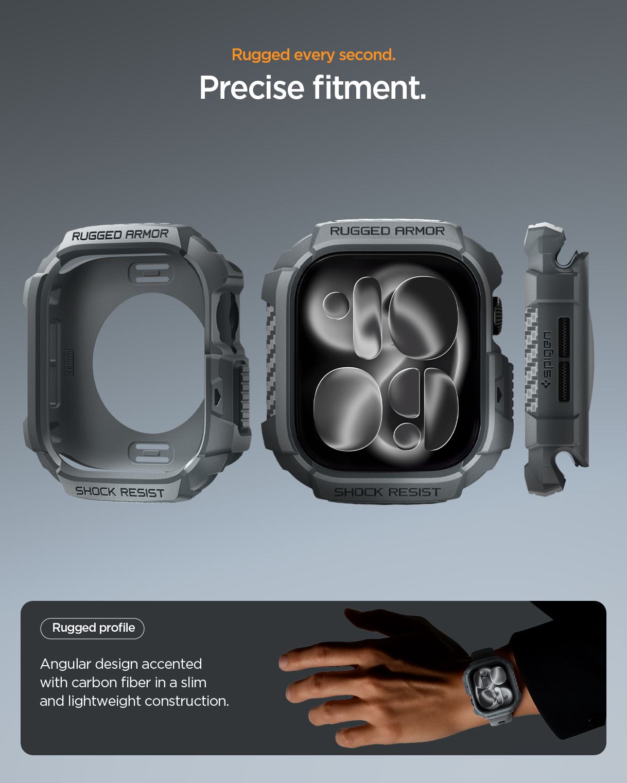 Spigen Rugged Armor 2, dark gray - Apple Watch 11 46mm (13)