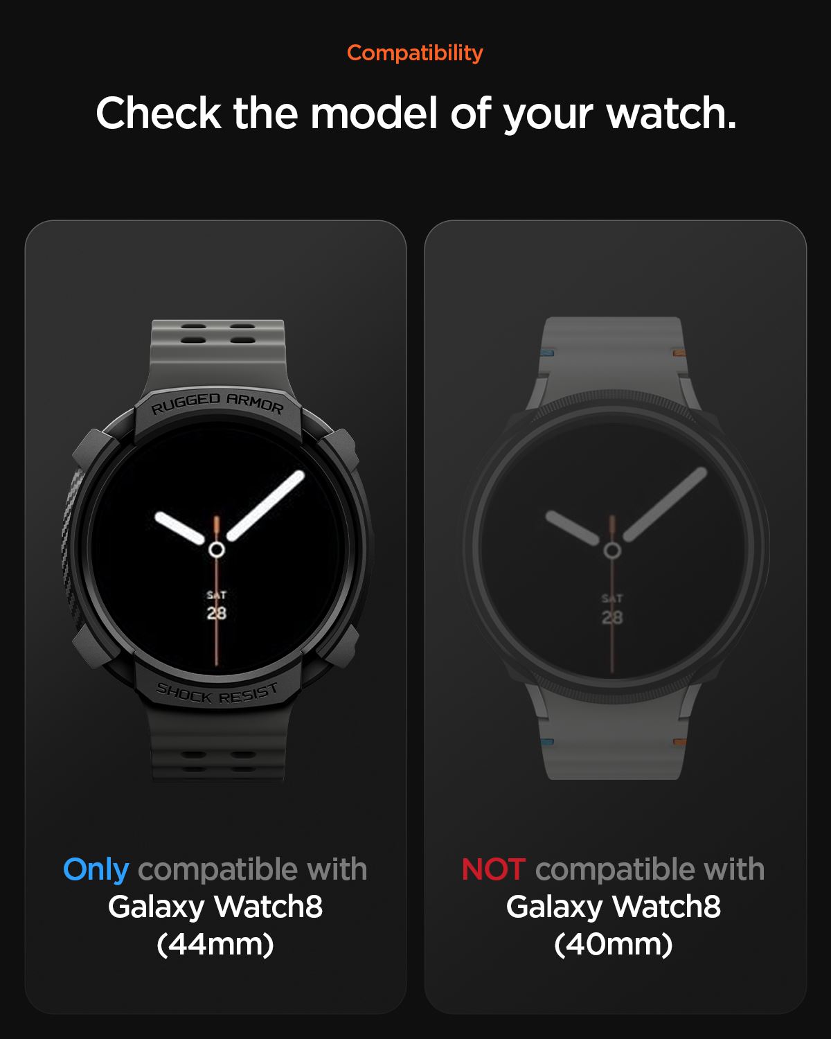 Spigen Rugged Armor, matte black - Samsung Galaxy Watch 8 (44mm) (12)