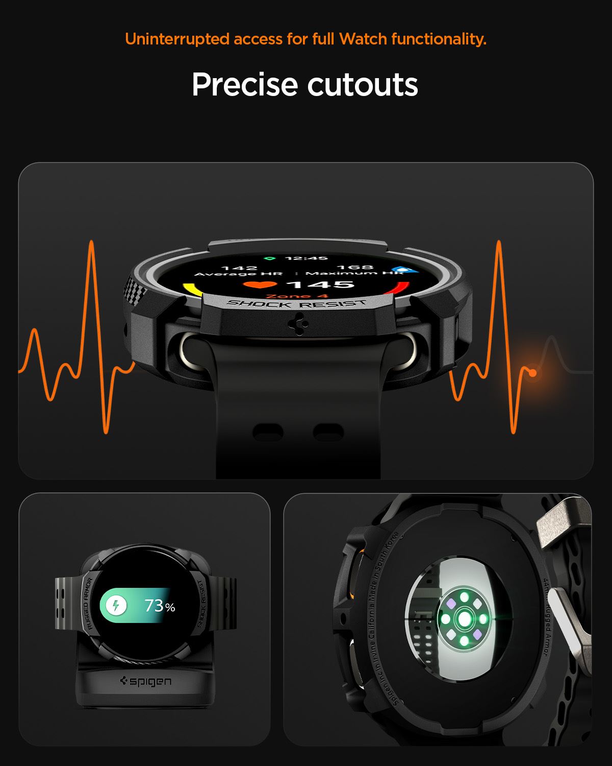 Spigen Rugged Armor, matte black - Samsung Galaxy Watch 8 (44mm) (16)