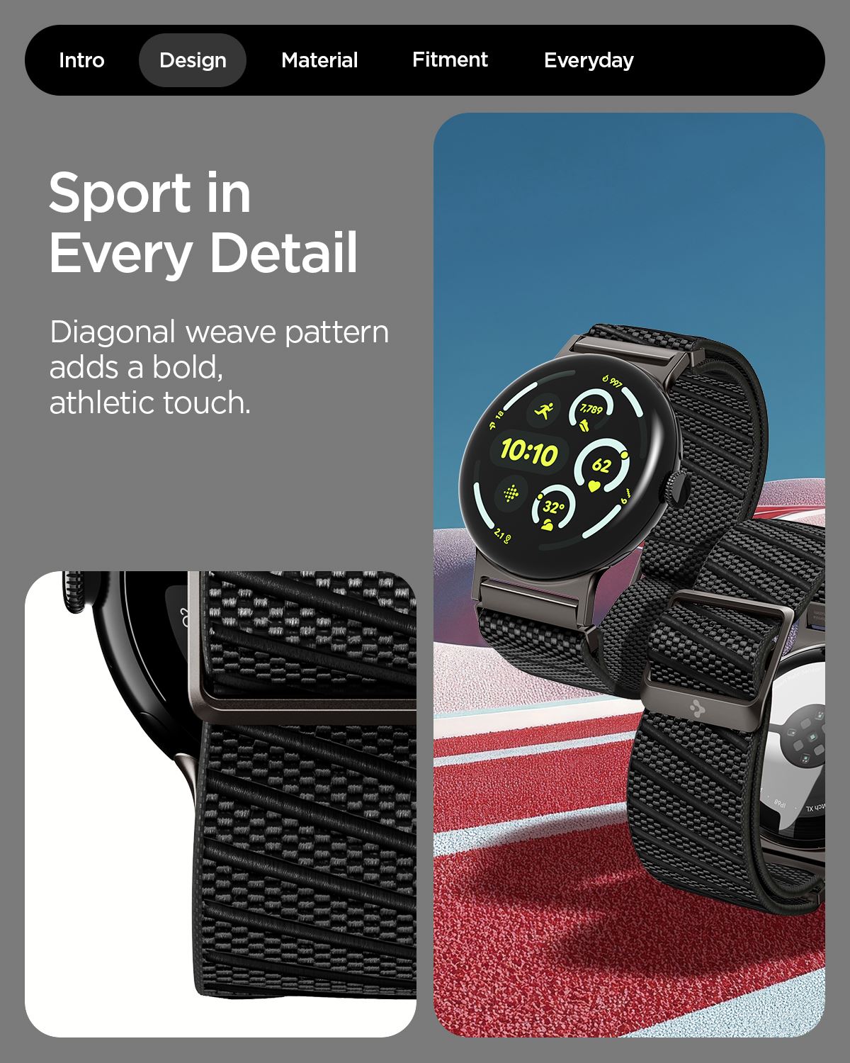 Spigen Lite Fit X V2, black - Google Pixel Watch 4/3/2/1 41mm (3)