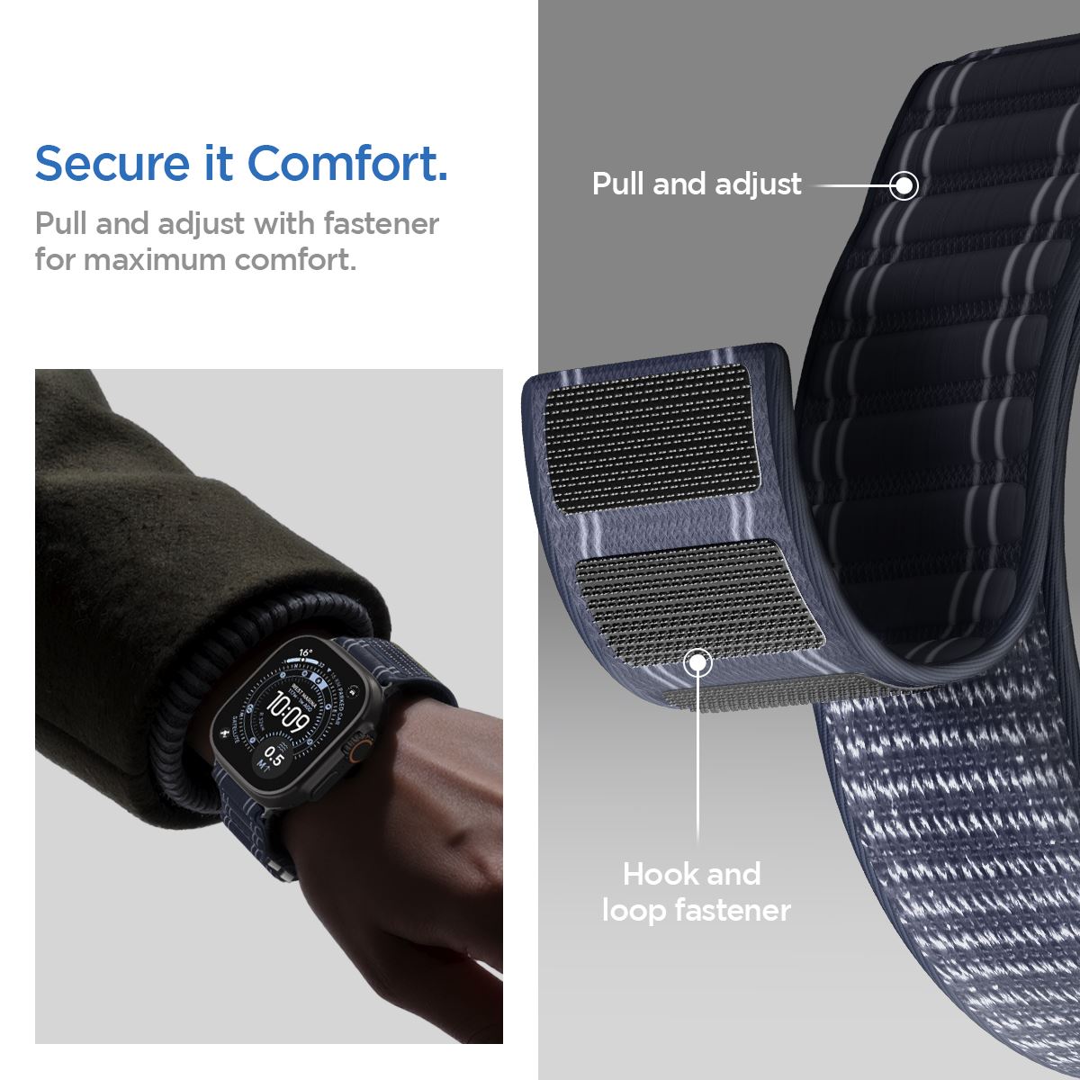 Spigen Fabric Band (hook-and-loop), navy - Apple Watch 49mm/46mm/45mm/44mm (15)