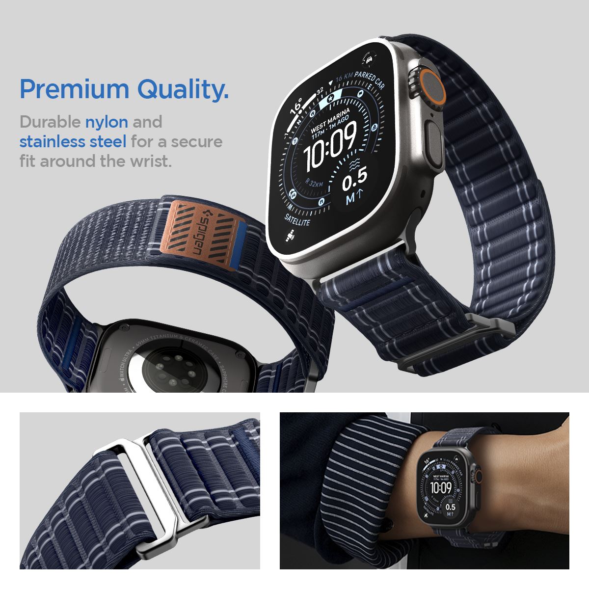 Spigen Fabric Band (hook-and-loop), navy - Apple Watch 49mm/46mm/45mm/44mm (16)