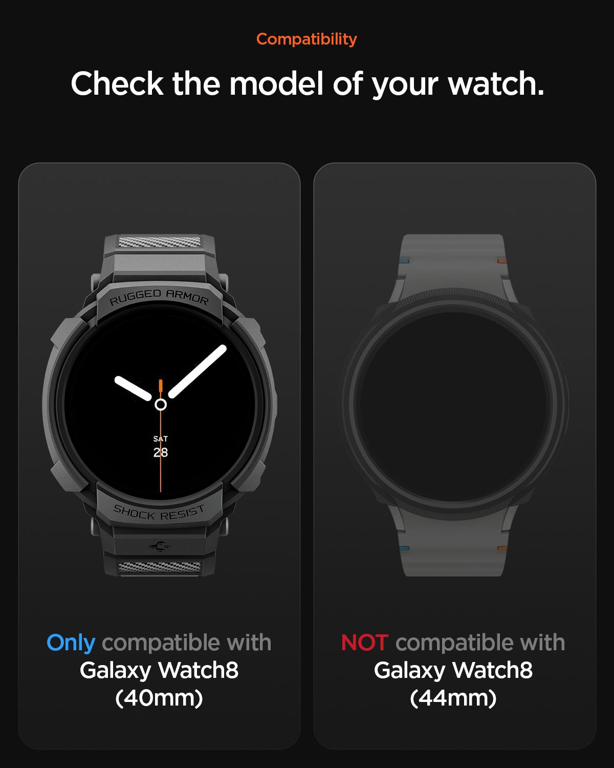 Spigen Rugged Armor Pro, matte black - Samsung Galaxy Watch 8 (40mm) (12)