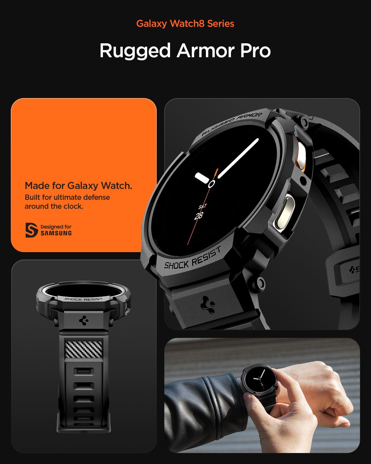Spigen Rugged Armor Pro, matte black - Samsung Galaxy Watch 8 (40mm) (13)
