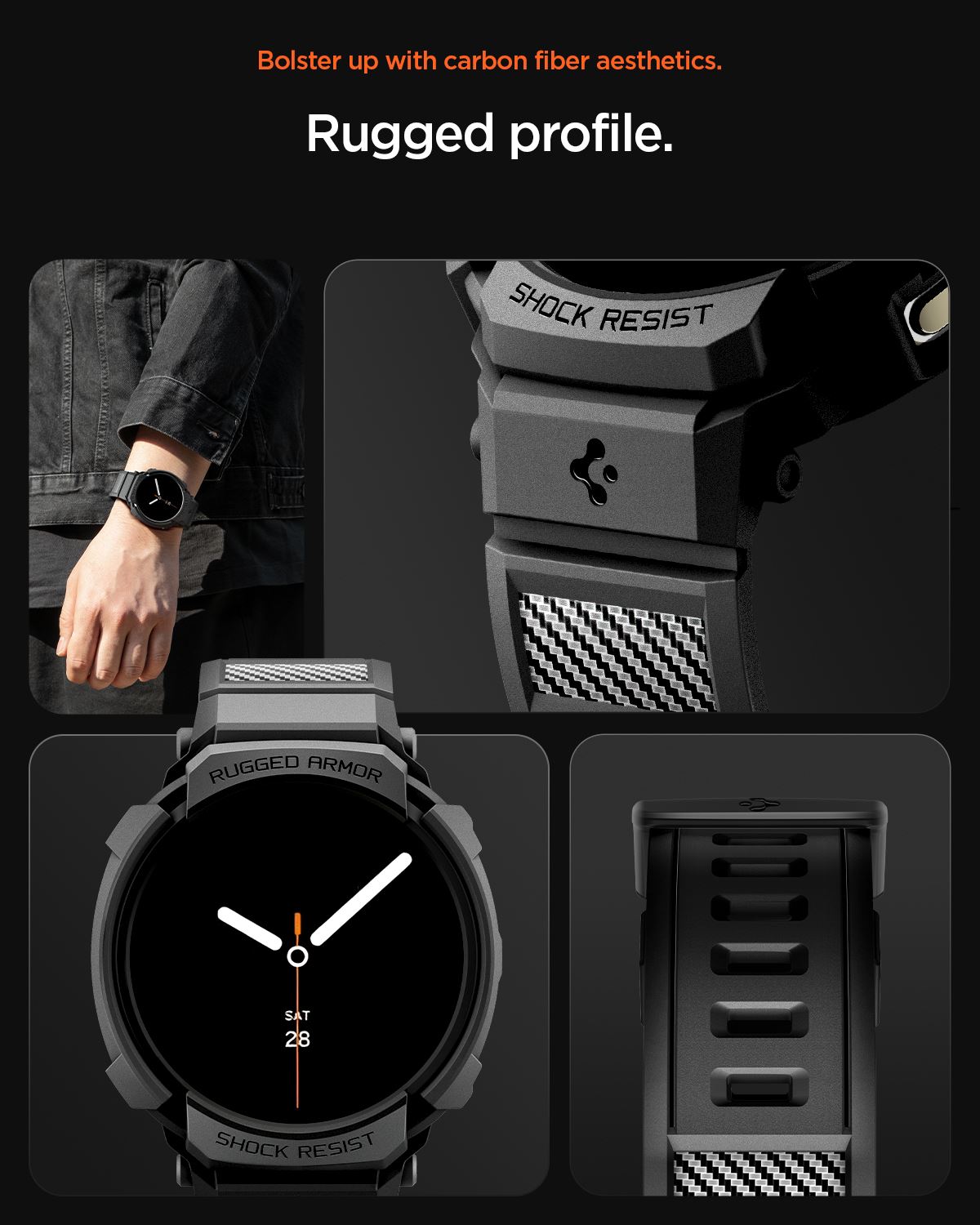 Spigen Rugged Armor Pro, matte black - Samsung Galaxy Watch 8 (40mm) (14)