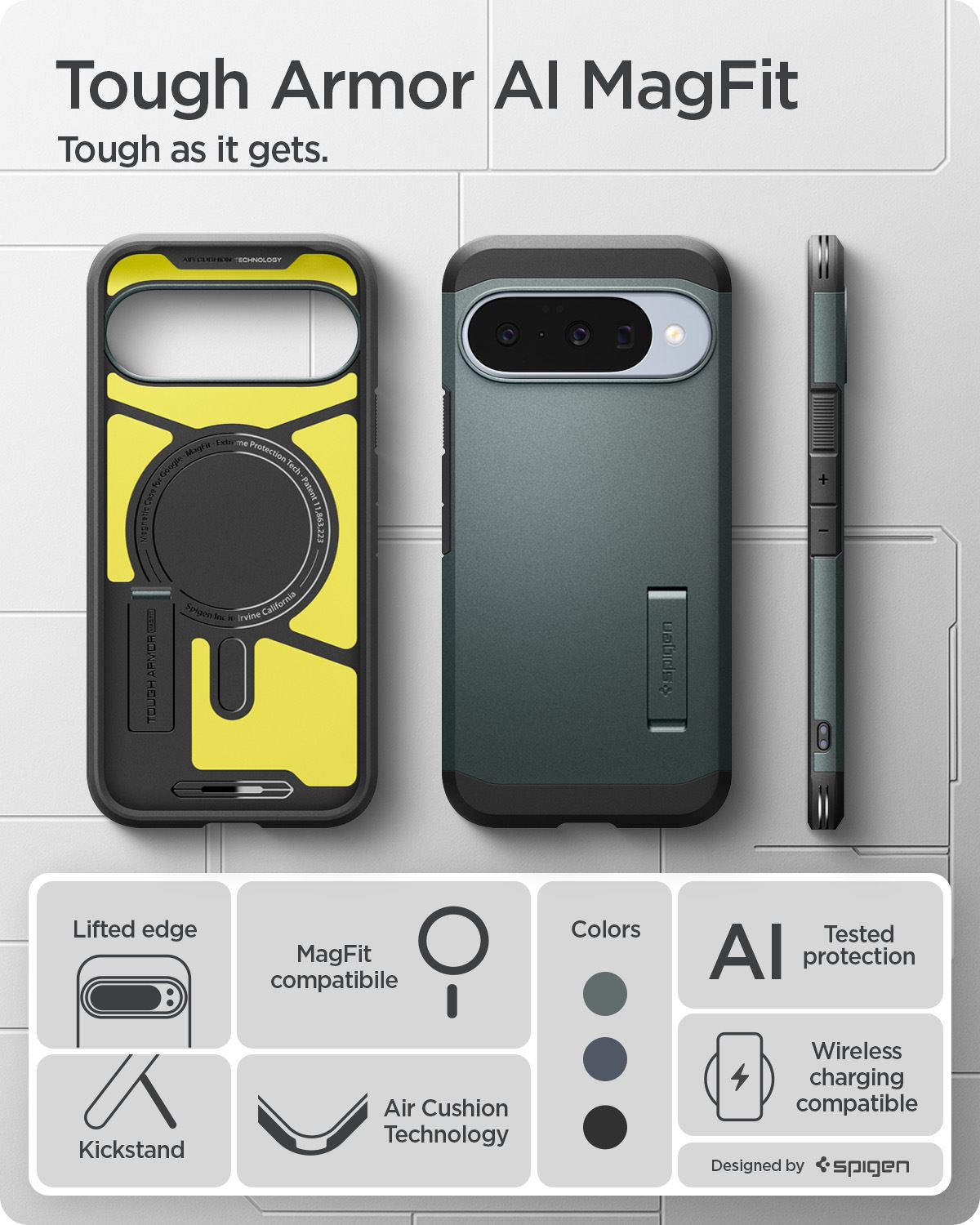 Spigen Tough Armor MagSafe, abyss green - Google Pixel 10 Pro/Pixel 10 (11)