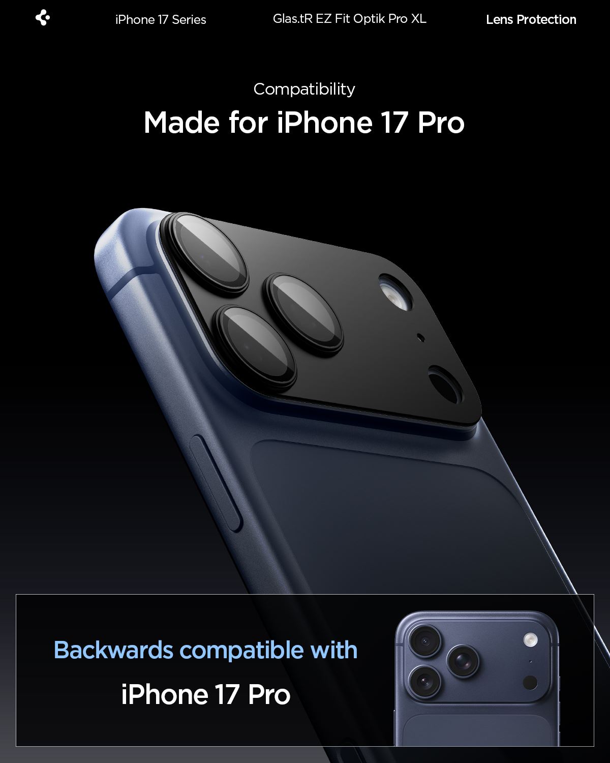 Spigen Glass tR EZ Fit Optik Pro XL 1 Pack, black - iPhone 17 Pro (11)