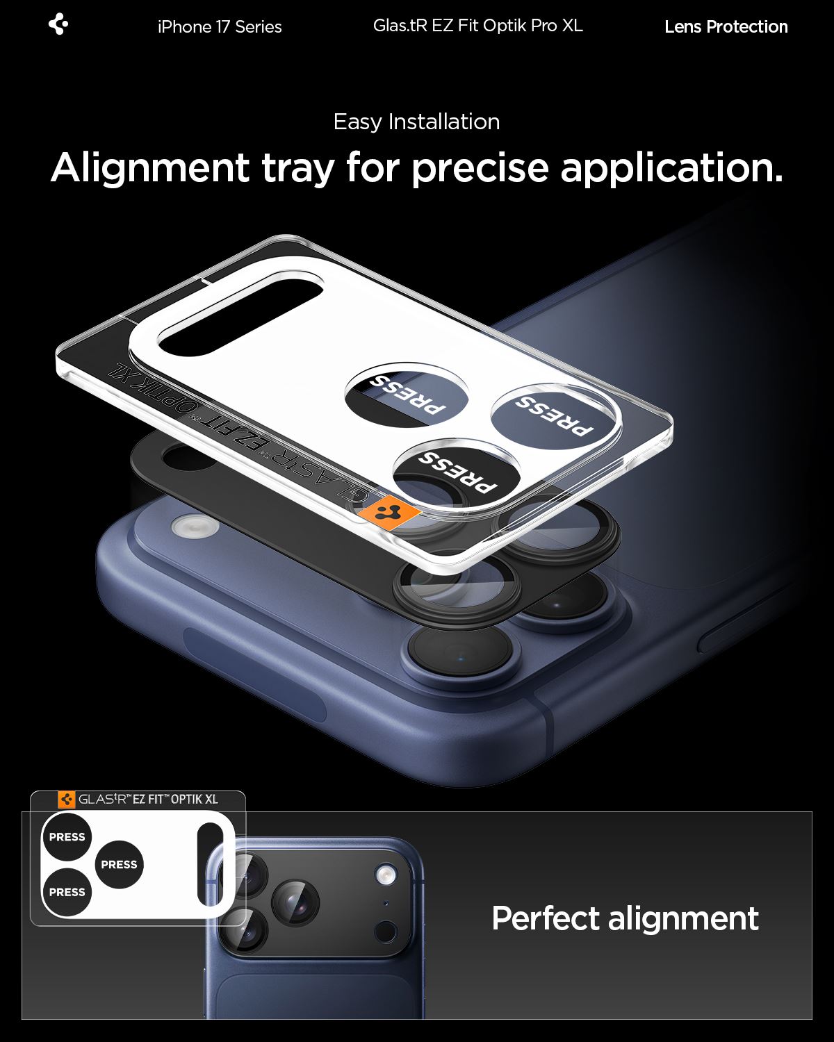 Spigen Glass tR EZ Fit Optik Pro XL 1 Pack, black - iPhone 17 Pro (13)