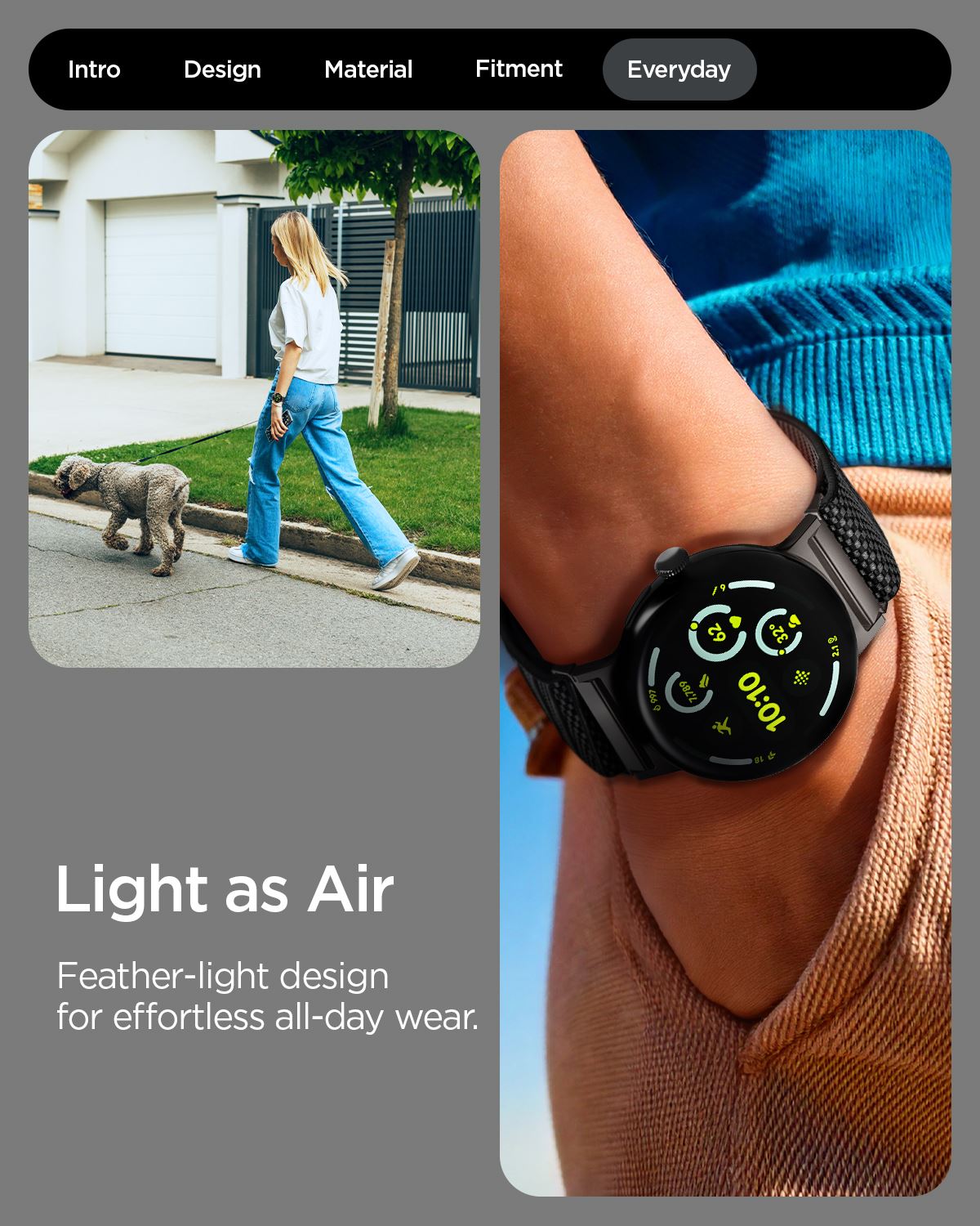 Spigen Lite Fit X Band, black - Google Pixel Watch 4/3/2/1 41mm (6)