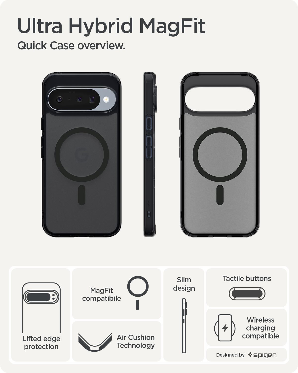 Spigen Ultra Hybrid MagSafe, frost black - Google Pixel 10 Pro/Pixel 10 (12)