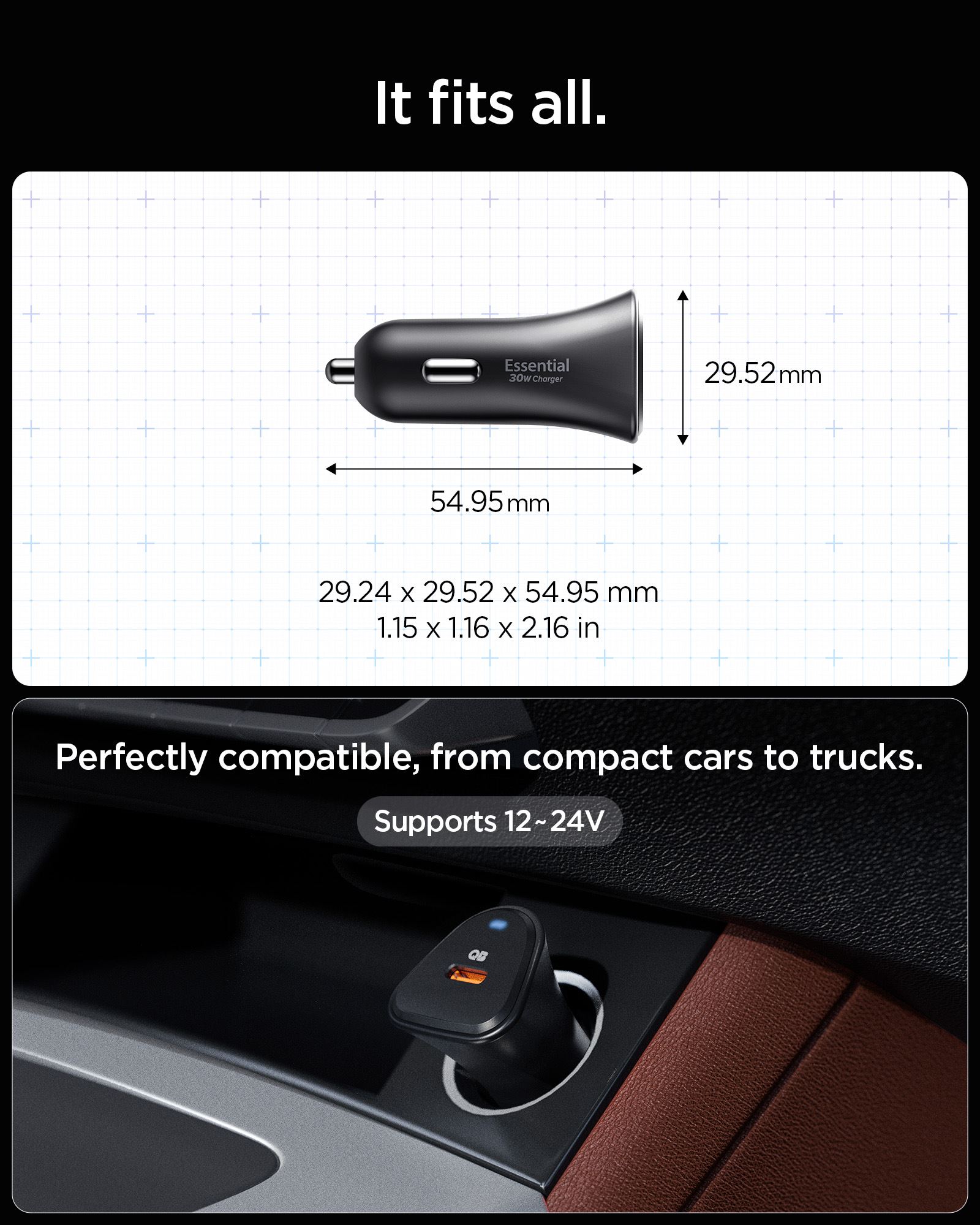 Spigen Essential 30W Car Charger EV301, black (9)