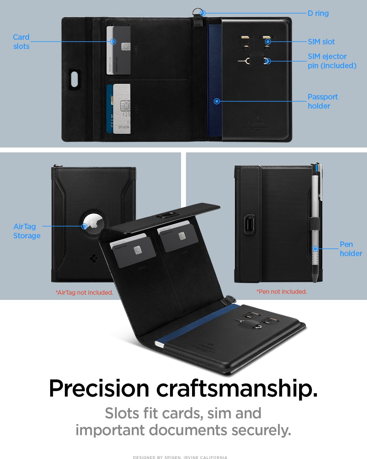 Spigen Universal AirTag Passport Holder, black (10)