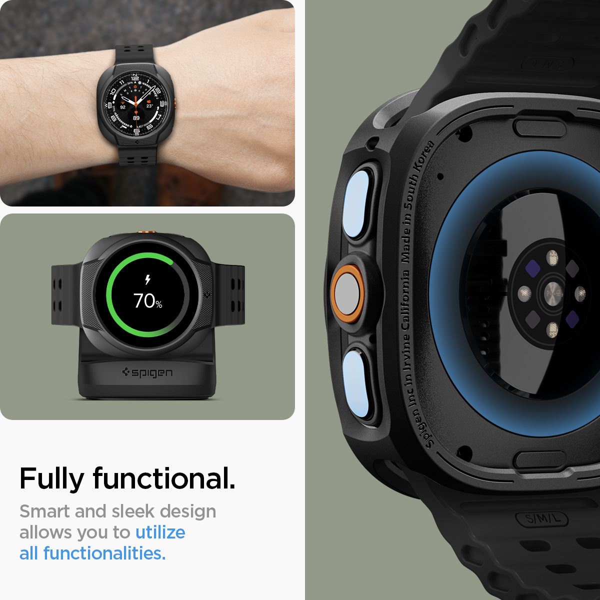 Spigen Liquid Air, matte black - Samsung Galaxy Watch Ultra 2 47mm (12)
