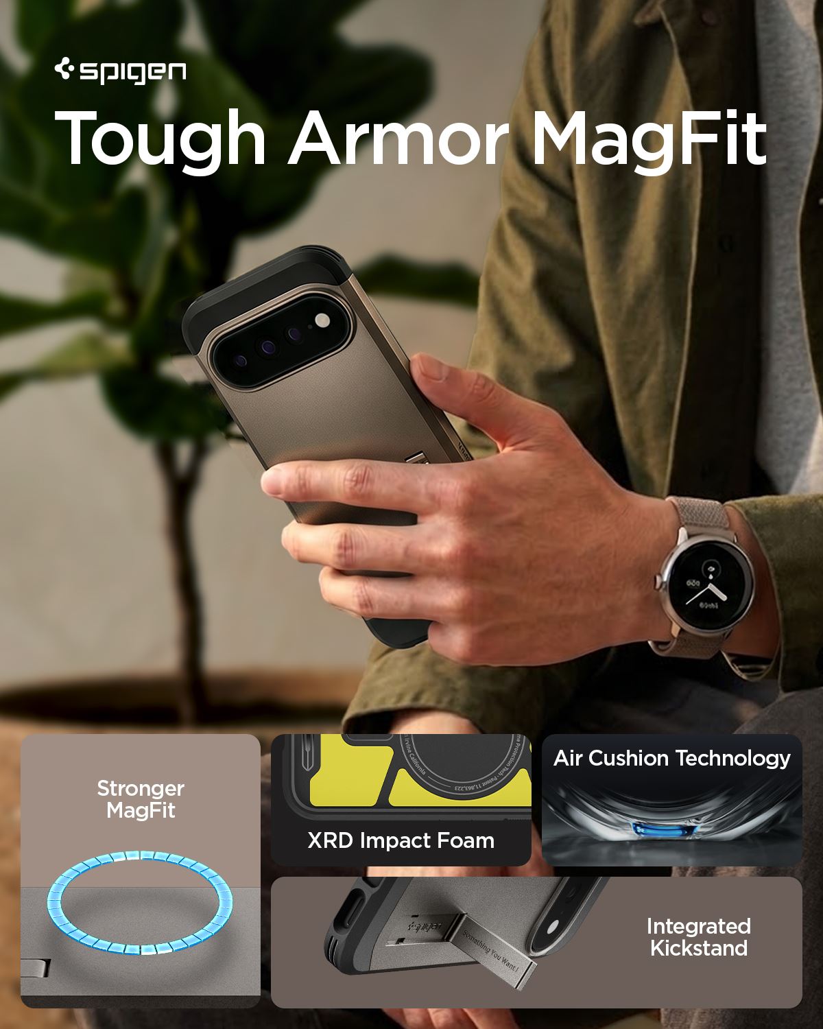Spigen Tough Armor MagSafe, gunmetal - Google Pixel 11 Pro XL (14)