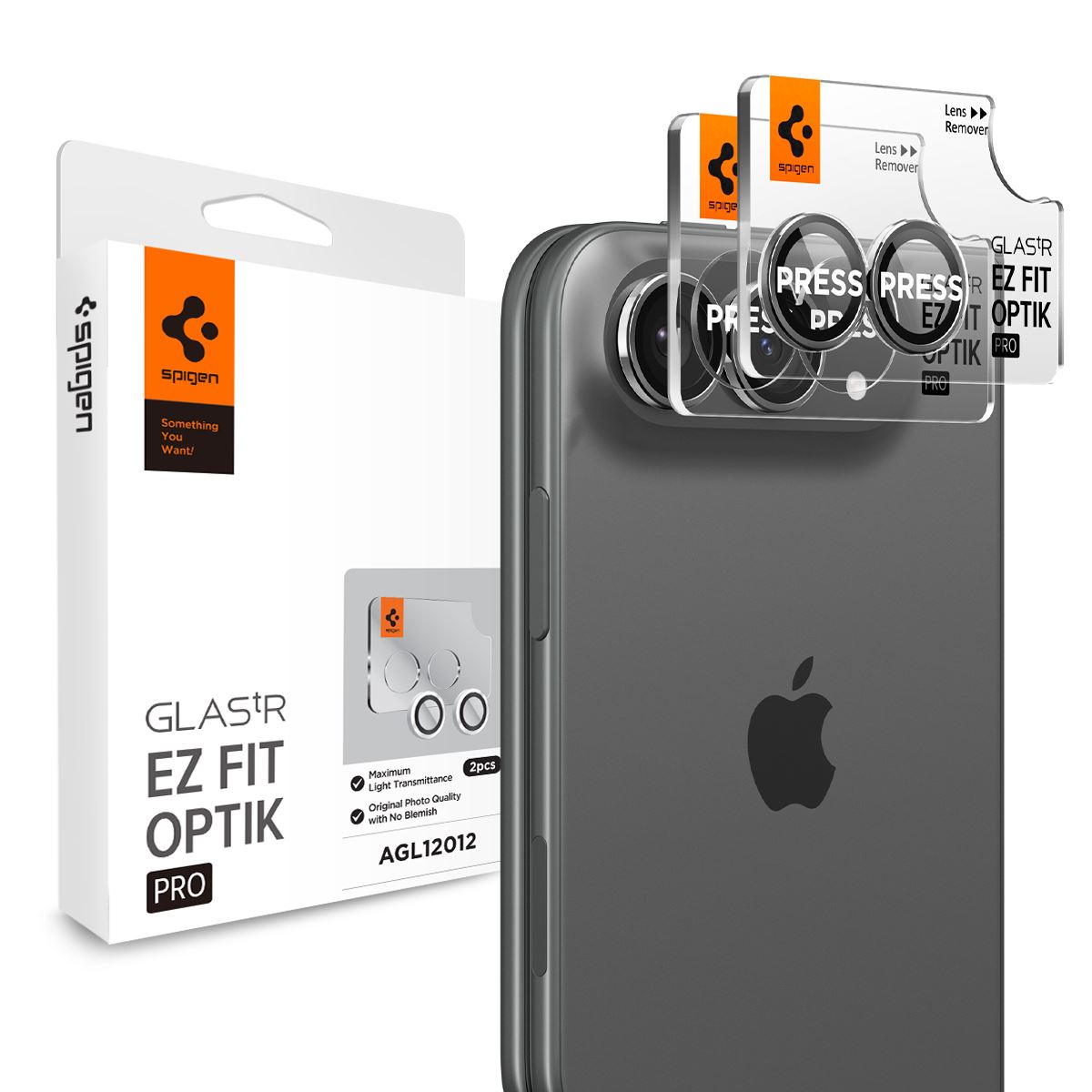 Spigen Glass tR EZ Fit Optik Pro 2 Pack, white - iPhone Duo
