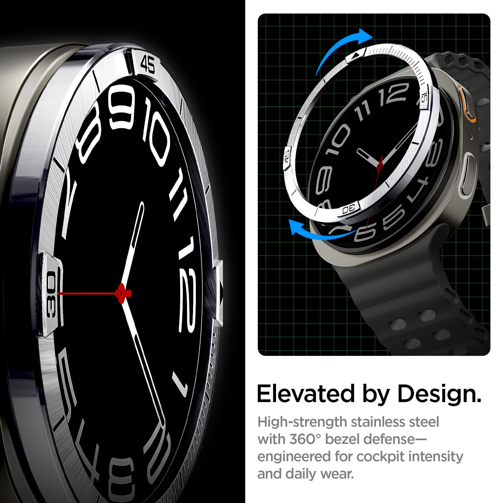 Spigen Bezel Tune (Pilot), silver - Samsung Galaxy Watch 8 (44mm) (11)