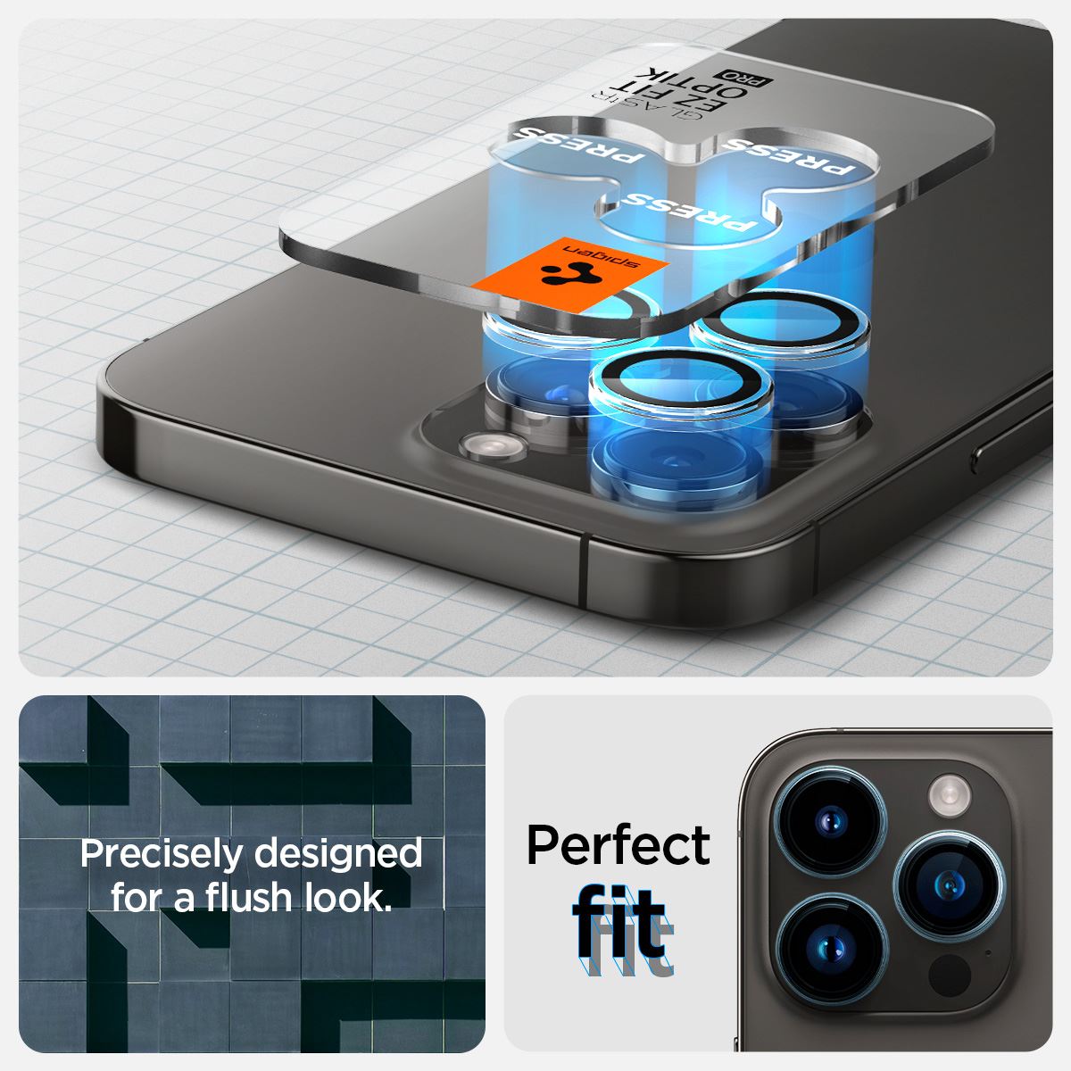 Spigen Glass tR EZ Fit Optik Pro 2 Pack, cc - iPhone 17/16/15/14 Pro / 17/16/15/14 Pro Max (8)